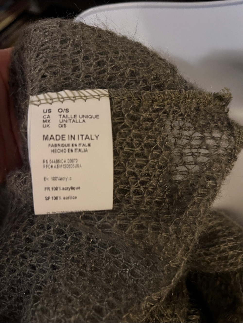 Cropped Open-Knit Cowl Neck Sweater in Olive - Picture 7 of 7